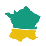 Pictogramme France coupé en deux parties vert et jaune