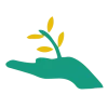 pictogramme RSE fleur sur la main vert