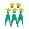 Pictogramme des bénéficiaires en verts avec chapeaux jaunes