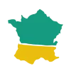 Pictogramme France coupé en deux parties vert et jaune