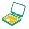 Pictogramme ordinateur portable couleur vert jaune