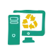 Pictogramme ordinateur fixe recyclé couleur vert jaune