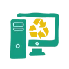 Pictogramme ordinateur fixe recyclé couleur vert jaune